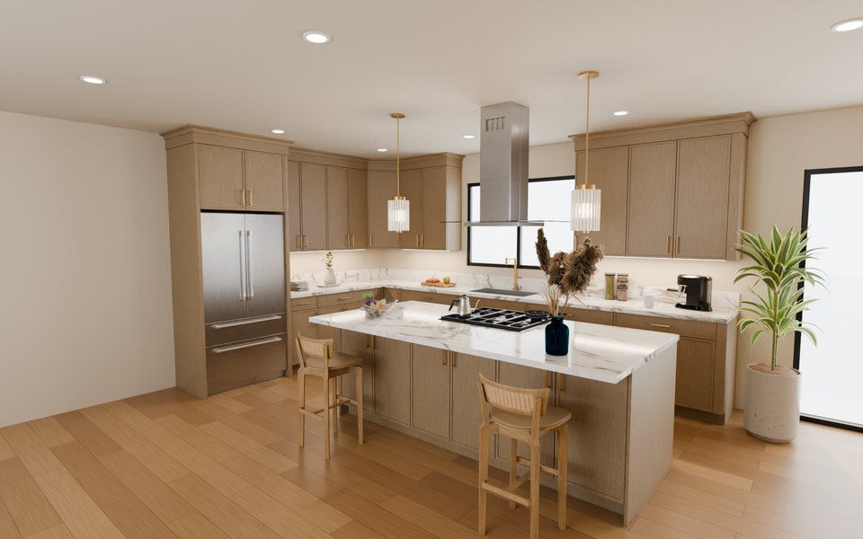 Ping Slim Oak kitchen render